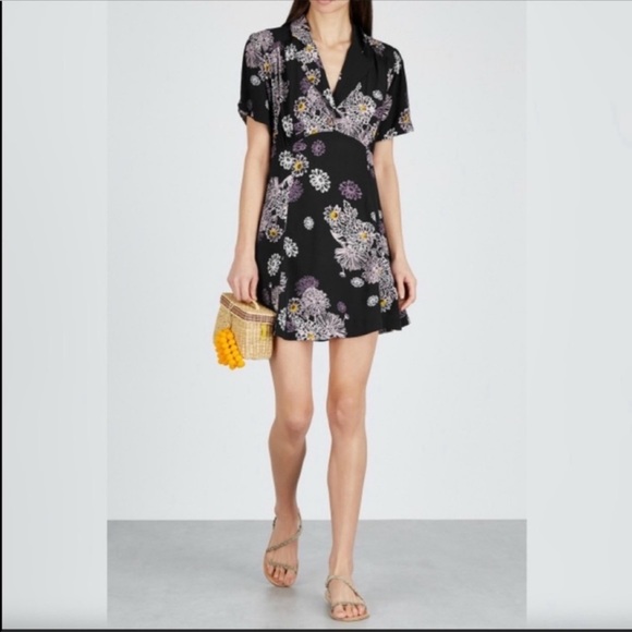 FREE PEOPLE Blue Hawaii Floral Dress BLACK SMALL - Picture 6 of 9